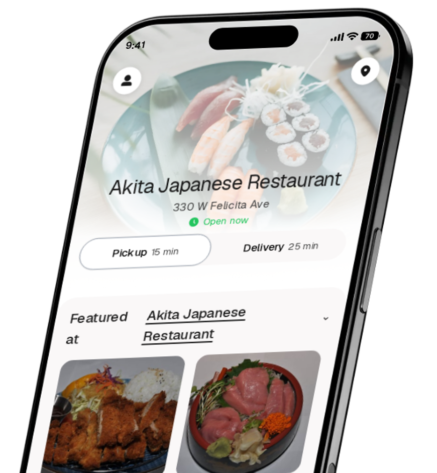 Akita Japanese Restaurant app preview