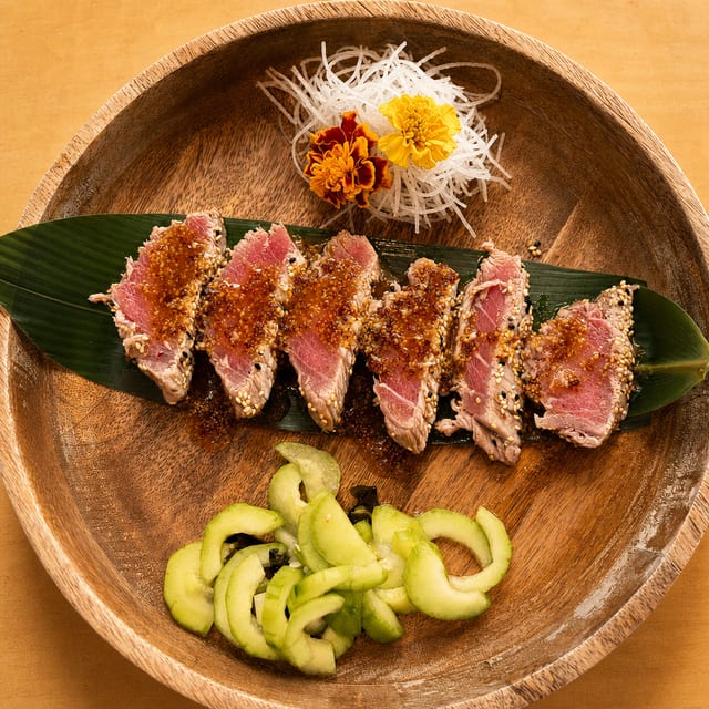 Sesame Seed Crust Tuna Sashimi.